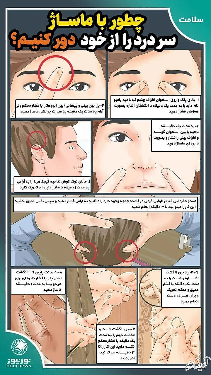 چطور با ماساژ سردرد را از خود دور کنیم؟/ اینفوگرافی